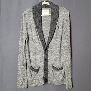 Abercrombie & Fitch Mens Gray Shawl Collar Preppy Cardigan Sweater Small